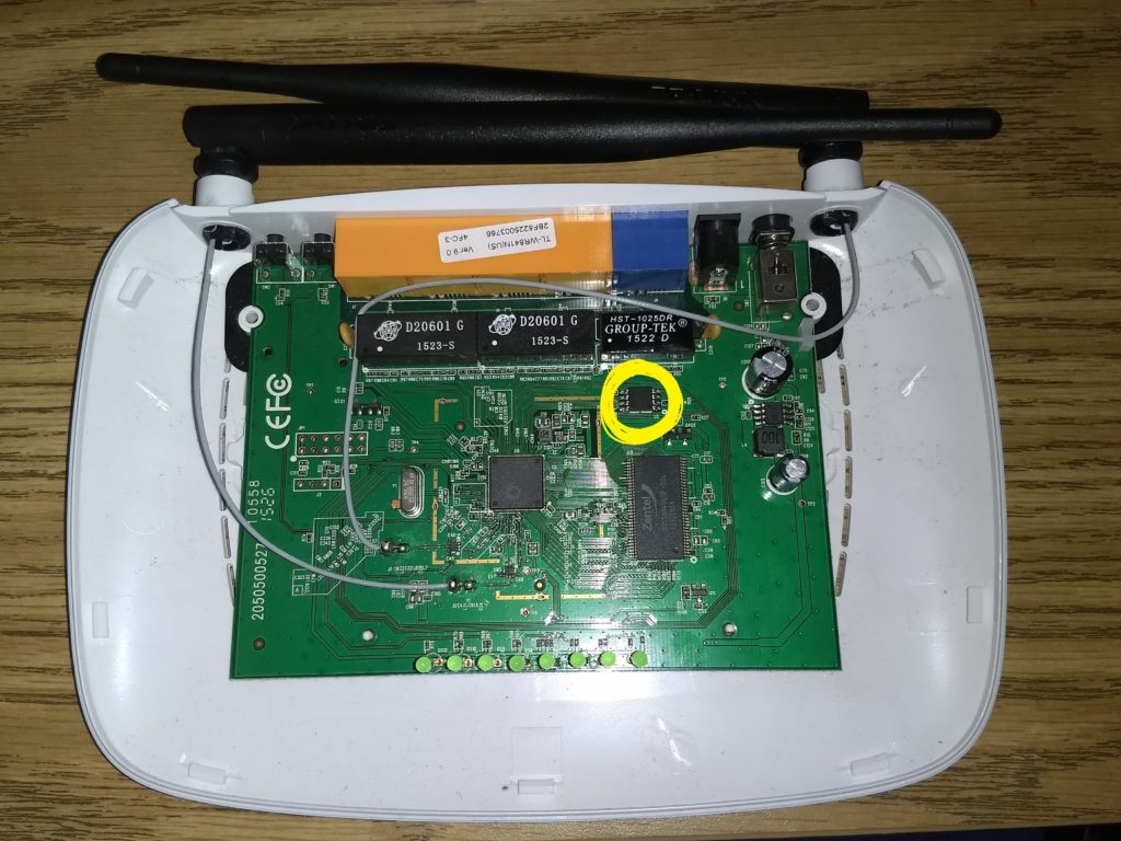 the EEPROM flash chip on the router board